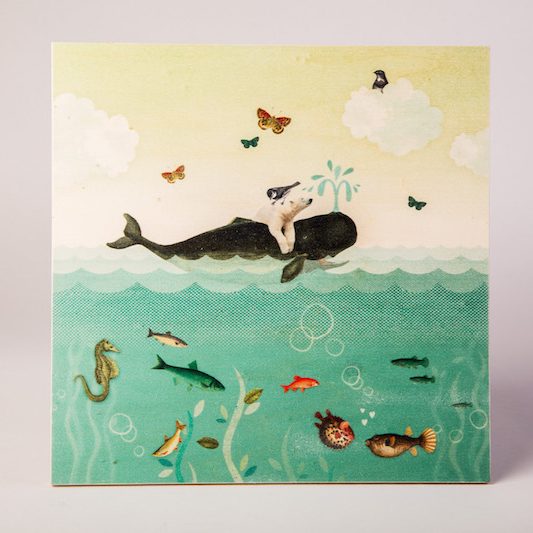 Houtprint walvis